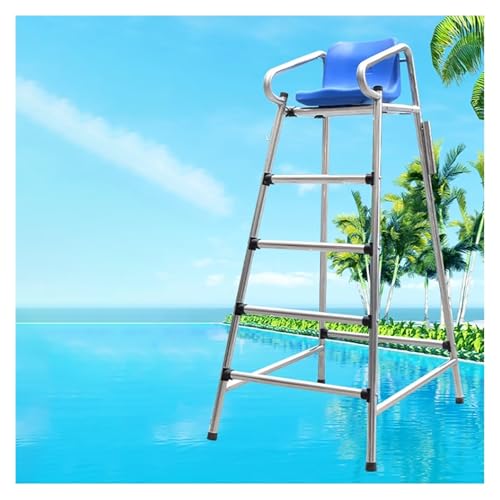 Silla de Salvavidas de Acero Inoxidable con Sombrilla y Reposapiés Alto