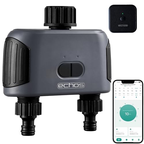 Echos Doppio computer di irrigazione con WiFi e gateway Alexa, Google Assistant WiFi, sistema di irrigazione da giardino, timer automatico per irrigazione giardino (2 uscite con gateway)