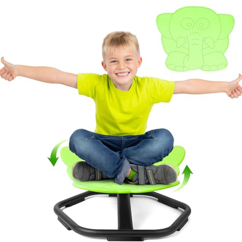 TERRAMUS Silla giratoria de elefante para niños, asiento giratorio de 360°, silla oscilante para sentarse y girar, juguetes de equilibrio sensorial, sillas para autismo y TDAH, equipo de juego para