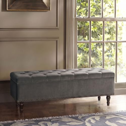 Image of Velum 3 Seater Sofa for Living Room & Office | Premium Fabric Upholstery | Solid Wood Frame | Comfortable Seating | 3 Years Warranty (Dark Grey, Storage Ottoman)