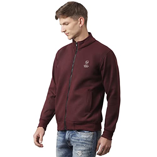 Image of Thomas Scott Men's | Solid | Full Sleeve | Regular Fit | Cotton Poly | High Neck | Zip Clouser | Knitted Sweatshirt
