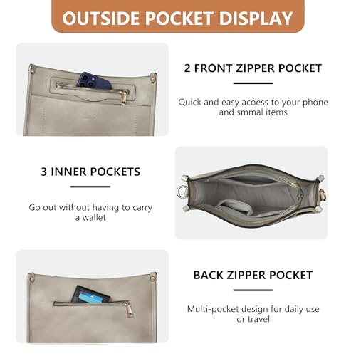 Image of TANTOMI Vegan Leather Crossbody Bags for Women Hobo Travel Purse Multi-Pocket Trendy Handbags & Womens Crossbody Bag