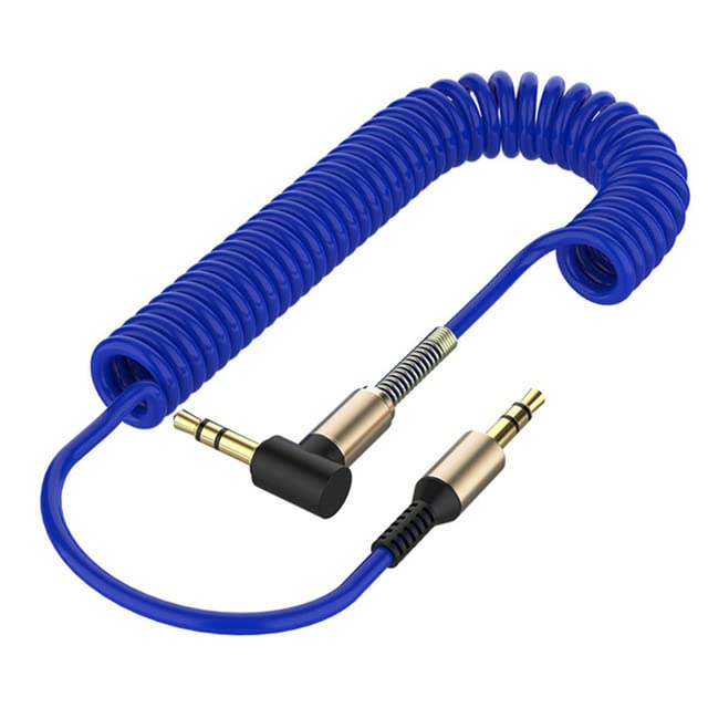 TEKLIGHT Cavo Audio ARANCIONE Angolo 90° Aux Spirale Molla vermiglione Jack Maschio 3,5 MP3 Stereo Cuffie Smartphone Auto