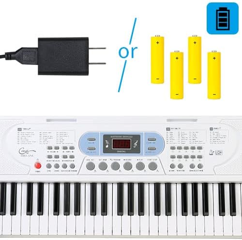 Diagram showing power options: USB adapter or 4 AAA batteries