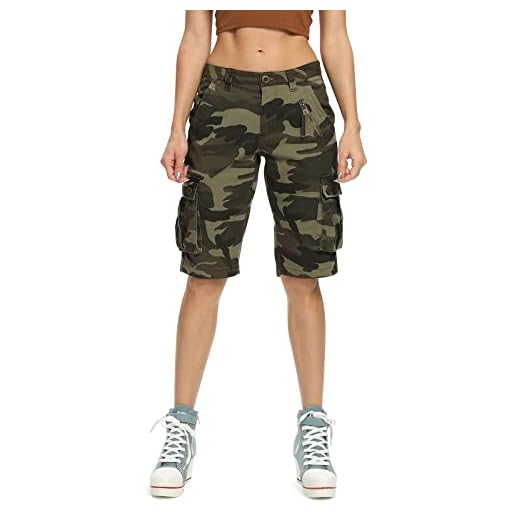 Aeslech Short Femme Militaires Camouflés pour Femmes 6 Poches Vêtements D'été Décontractés pour Le Travail Extérieur Camo 169 US 10 - FR 42