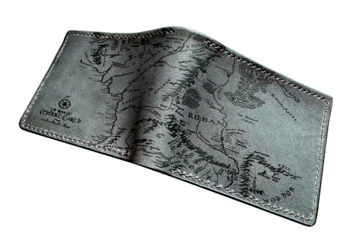 Image of Vintage Handmade Mens Wallet - Genuine Leather Bifold with Map Engraving, Customizable Gift - 7SM