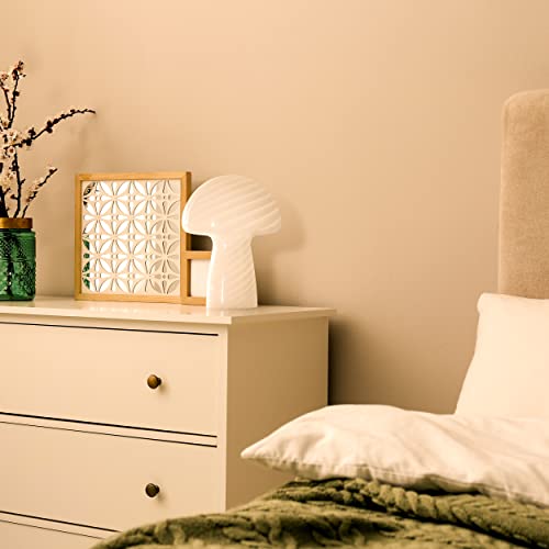 Brightech Mushroom Table Lamp - Elegant Modern Glass Lamp For Bedside Tables, Nightstands, Desks, Bookshelves - Cozy Ambient Night Light With Warm White Lamp Living Rooms, Bedrooms - White #TOP5