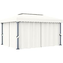 vidaXL Gazebo with Curtain 13.1'x9.8'Cream White Aluminum