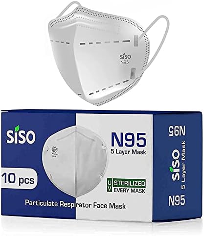 SISO Unisex ISI Mark/BIS Certified N95 5 Layer Melt Blown Face Mask FFP2 (White, Pack of 10)
