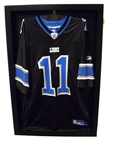 PENNZONI Large Jersey Display Case - Crystal Clear Acrylic Jersey Frame for Baseball, Football & Hockey, Jersey Shadow Box - Black