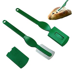 XiXiRan Deegmessen voor brood, 2 stuks, broodmes, gebogen broodmessen, deegreeermes, scheermesjes, baguettemes, deegreesmes, groen, bakkersmes, scheermesset, voor Frans brood