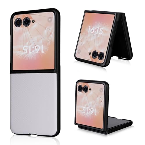 Motorola Razr 50 Ultra �P�[�X�Ή��A�J�[�{���t�@�C�o�[�e�N�X�`���P�[�X �����^���U�[�ϏՌ��ی�P�[�X�AMotorola Razr 50 Ultra �Ή� PC+PU���U�[�t���b�v�t�H���I�P�[�X(White)