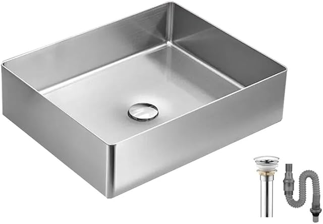Stainless Steel Countertop Sink, Handmade Bar Sink Rectangular Hand Basin, Farmhouse Rustic Bathroom Outdoor Sinks