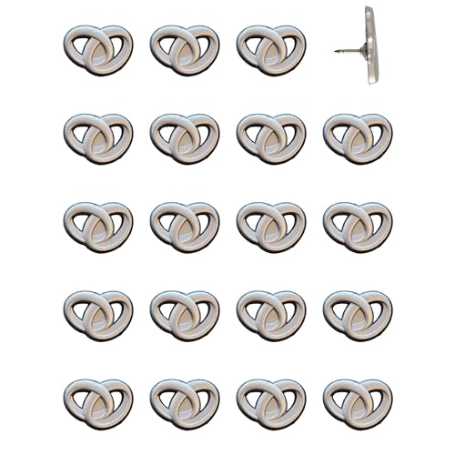 Image of Wedding Rings Push Pins - Silver Intertwined Wedding Rings Map Pins for Cork Boards, Maps, or Lapel Use - Designed in USA - Set of 20