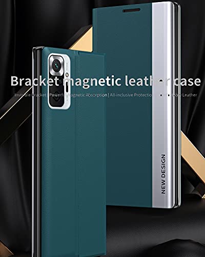 Ccsmall For Xiaomi Redmi Note 10 5G (Not 4G) Bracket Pagnetic Leather Cover For Xiaomi Poco M3 Pro Tpu Shockproof Protection Flip Phone Case For Xiaomi Redmi Note 10 5G/Poco M3 Pro Cx Green #TOP6