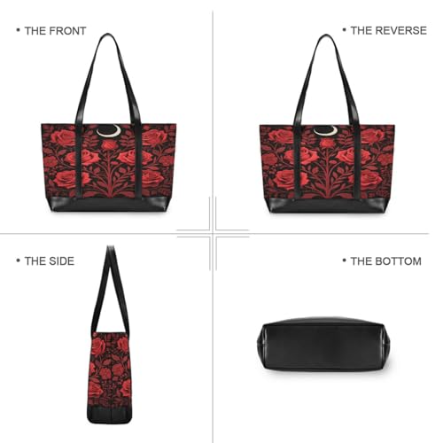 Gothic Red Roses Portable bag for laptop with zipper work purses for Travel Gym Vacation with maletin ejecutivo para mujer3