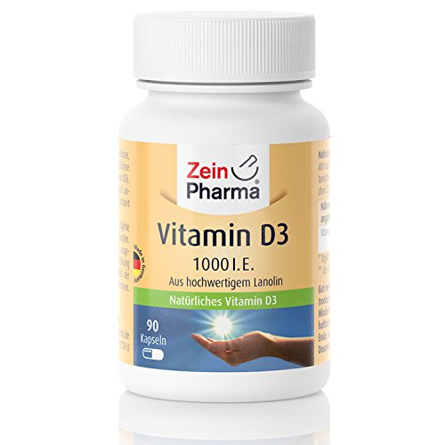 ZeinPharma Vitamin D3 1000 I.E. • 90 gélules (alimentation 3 mois) • lanoline végétarienne et pure • Fabriqué en Allemagne Cover