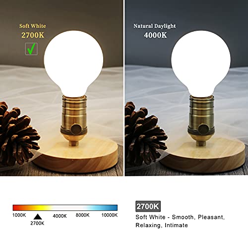 Image of G25 LED Globe Light Bulbs Glass, E26 Base, Warm White 2700K, 6 Pack