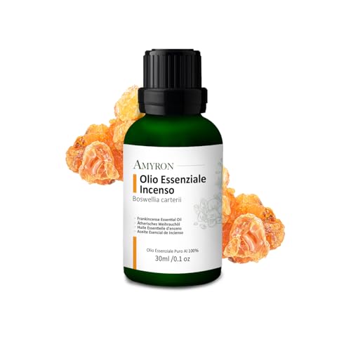 Aceite Esencial de Incienso AMYRON 30 ml/Olibano/Natural y Puro al 100% / Ideal para Aromaterapia y Uso Terapéutico/Difusor de Aceites Esenciales/Masajes Aromáticos/Uso Alimentario Sin OGM