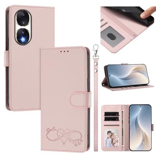 Jiajihua Cover Compatible with Honor 90 5G Phone Case【Card Cash Slot Wallet Design Flip Kickstand Drop Protection】 Pink