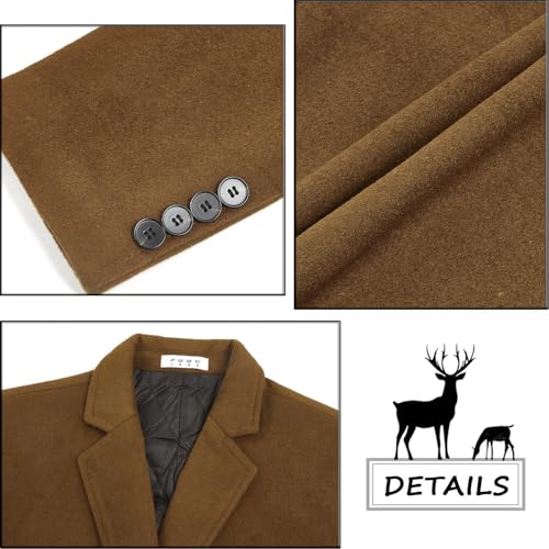 Image of ELETOP Men's Wool Trench Coat Winter Business Long Overcoat | Quilted Lined Warm Pea Coat, Business Casual, Notch Collar, Wool Blend