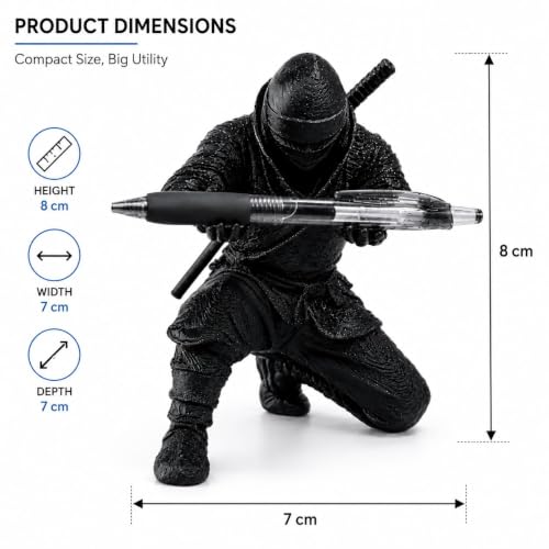 Image of Resin Pen Stand - Medieval‑Themed Black Finish Desk Organizer, Compact 9 cm Pen Holder for Office, Home & Study, Cool Gadget for Desk Organization, Stylish Resin Pen Holder - 1 Count
