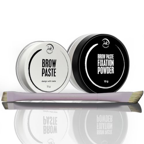 Kit de Mapeo de Cejas de Ink Permanent con Polvo Fijador, Cepillo y Pasta Blanca para Cejas, Herramienta para Mapeo y Diseño de Cejas Perfectas