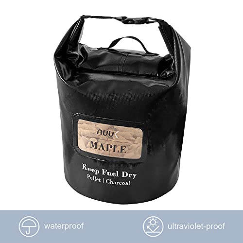 NUUK 20 LBs Fuel Storage Bag, Wood Pellet Container, Smoker Pellet Dispenser, Smoking Wood Chips Container, Charcoal Storage Bucket, Black