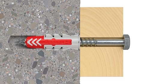 Fischer 25 x Dübel mit Schraube DuoPower 10 x 50 mm, für Mauern, Lochstein, Gipskarton, 537648 – Ansicht 5