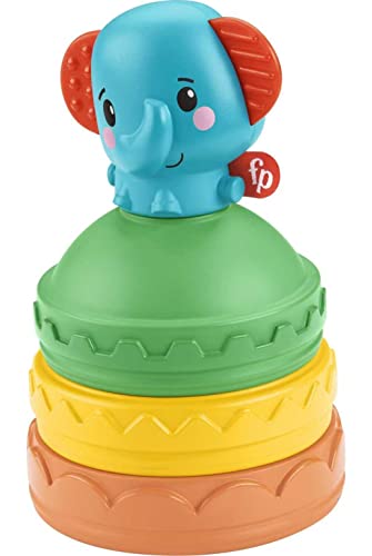 Jouet à empiler Fisher-Price Tasses Roul'Empilo Éléphant pour les jeux sur le tapis