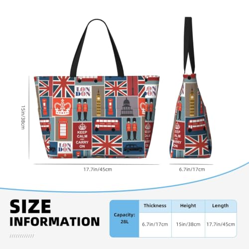 Bolsa de playa con estampado de Inglaterra y gran capacidad 6