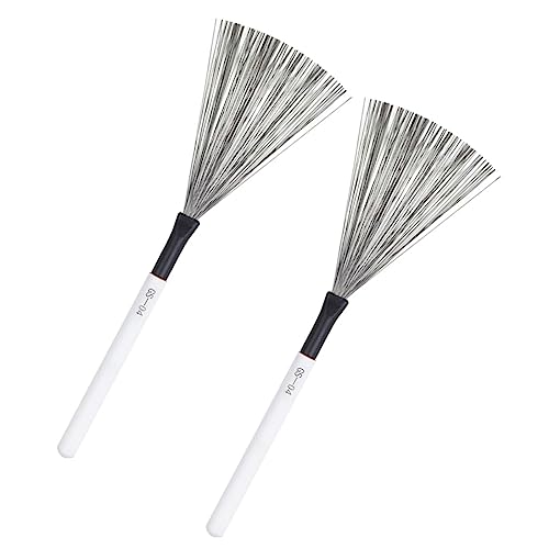 TOPPERFUN ドラムブラシ 木製ハンドル ワイヤー ポータブル 軽量 初心者 学生 大人用 ハンドル付き ドラム演奏用 パーカッション楽器対応