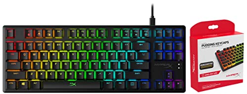 Image of HyperX Alloy Origins Core Tenkeyless Mechanical Gaming Keyboard - Software Control & Double Shot PBT Pudding Full OEM Profile, English US Layout 104 Keycaps Set with Translucent Layer