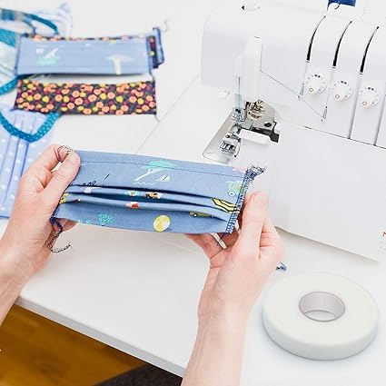 BLUE CRANE Hem Tape Rivil Civil Fabric Fusing Tape Double Sided Adhesive Hem Tape Iron On Tape (White) Buckram Interfacing Interlining Fusible 100Yards Sewing Accessory Adhesive. 4