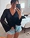 FERBIA Women Crochet Top Beach Cloth Drawstring Shirt Cover Up Oversized Sexy Beachwear Ruched Casual Lace Up Tee Poncho Black
