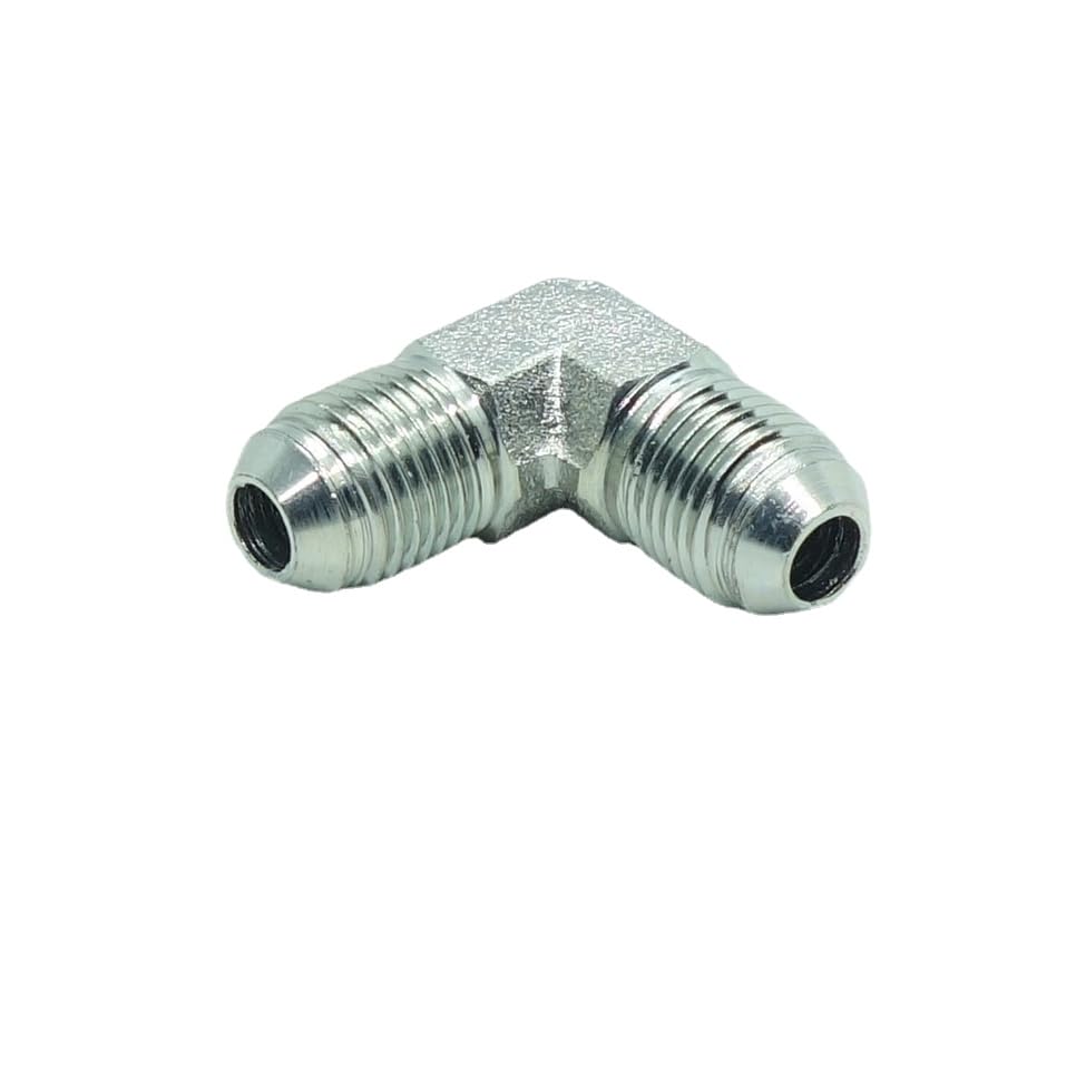 Image of 1 Piece Hydraulic 3 /8 inch JIC (9 /16 inch-18) 37 Flare Male x 3 /8 inch JIC (9 /16 inch-18) 37 Flare Male Elbow Adapter Steel Plated