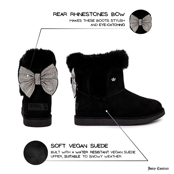 Juicy Couture Girls Winter Boots Warm Insulated Fashion Booties Mid Calf Outdoor Snow Boot for Toddler/Little Kid/Big Kid2