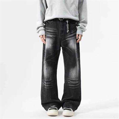 Men's Denim Pants Washing High Street Loose Straight Bottom Straight Jeans3