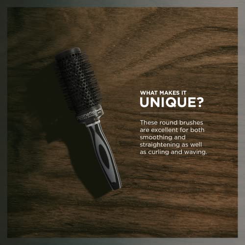 Spornette Touche Aerated 2.5 Inch Round Brush (#116) - Lightweight Aluminum Vented Styling Brush - Nylon Bristles & Foam Handle - Used For Volume, Lift, Curls & Smoothing Medium To Long Hair Lengths #TOP4