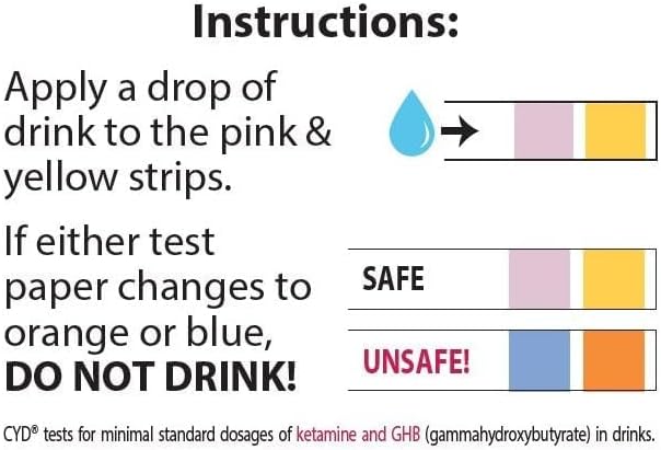Check Your Drink. Avoid Drink Spiking. Detect GHB or KETA Using The Personal Test Strips. 5 Test Strips - 1 Pouch Contains 5 Test Strips