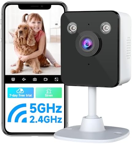 2K Cameras for Home Security Indoor, 2.4 & 5Ghz WiFi Baby & Pet Monitor with App, Night Vision, Motion Detection, Two-Way Audio, Smartphone Control Inside Cameras for House