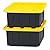 HOMZ 2-Pack Durabilt, Heavy Duty Plastic Storage Bins with Lids, 15 Gallon, Black/Yellow - Stackable Container Boxes for Home, Attic, and Garage Organization