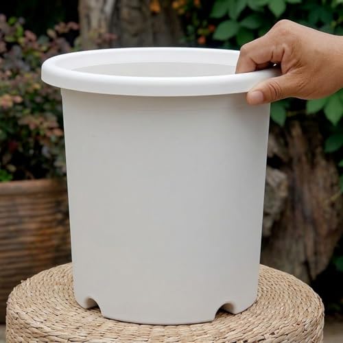 Grand pot de fleurs de qualité supérieure Ø28.5cm blanc cassé avec soucoupe - Type 293