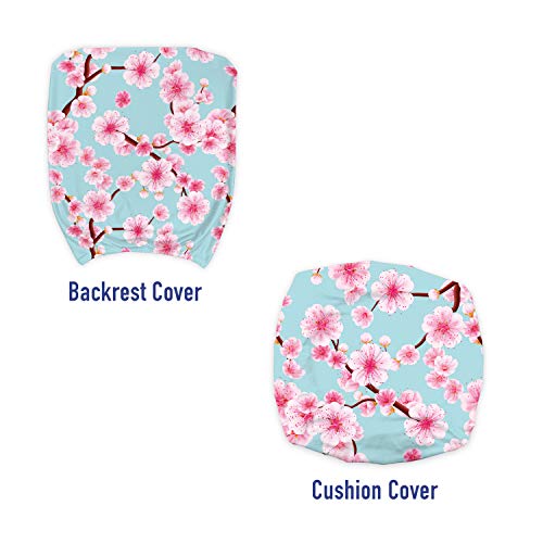 Ambesonne Cherry Blossom Office Chair Slipcover, Inspirational Seasonal Flower Garden Arrangement In Pastel Color, Protective Stretch Decorative Fabric Cover, Pale Blue Redwood Pink #TOP2