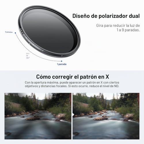 Filtro ND Variable 58mm Elimina Reflejos y Reduce Luz sin Cambiar de Accesorio 5