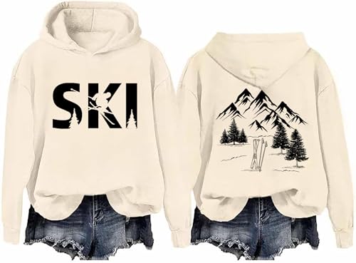 Ski Hoodie And Sweatshirt Apres Ski Sweater Snowboard Hoodie Snowboarding Lover Gifts For Women Men Khaki