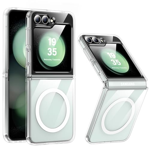 Image of NO.1 Magnetic for Samsung Galaxy Z Flip 7 FE Case with MagSafe [Crystal Clear] [Anti-Yellowing ][Military Grade Drop Tested] with Soft Silicone Bumper for Samsung Flip 7 FE Case,Transparent