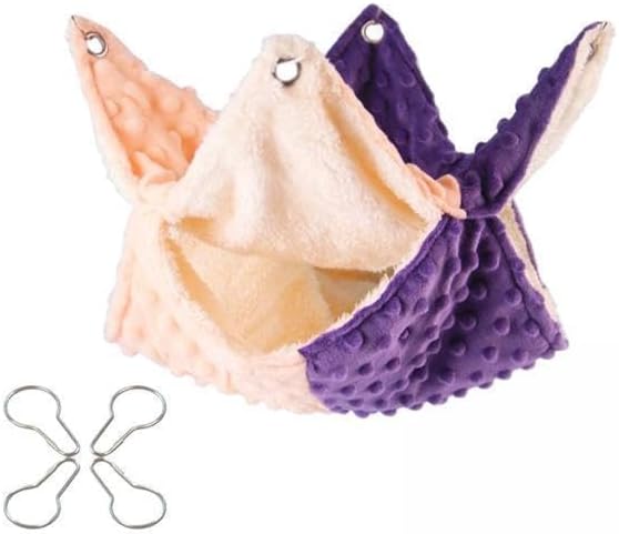 6xHamster Hammock Bed Playing Sleeping Bedding for Rat Sugar Glider Parrot Orange Purple 20cm