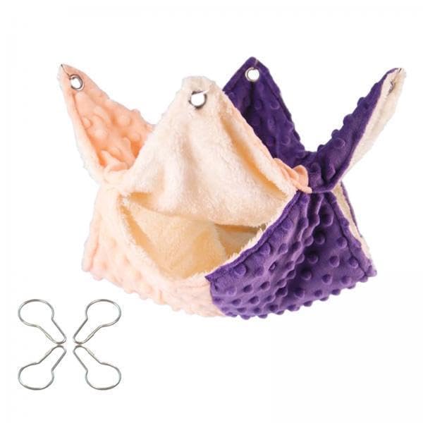 3xHamster Hammock Bed Playing Sleeping Bedding for Rat Sugar Glider Parrot Orange Purple 20cm