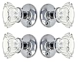 Two Sets Crystal Glass French Door Knob Sets 1919-PC8x2 - All Hardware to Install Knobs on Both Side